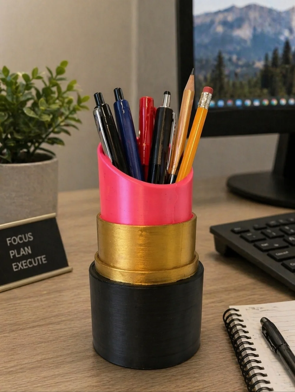3D Printed Lipstick Holder Organizer Makeup Brush Desk Supply Decor Storage